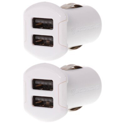 Scosche Revolt 2-Port USB Charger Dual 12W Watt 5V Volt Ports White (Pack of 2)
