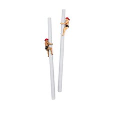 Fireman Straw Drinking Buddies Reusable Silicone Plastic 2count Multicolor