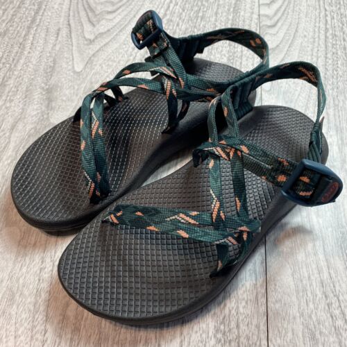 Chaco Z/X1 Sandals Women's Size 8 Warren Pine Emerald Green / Peach