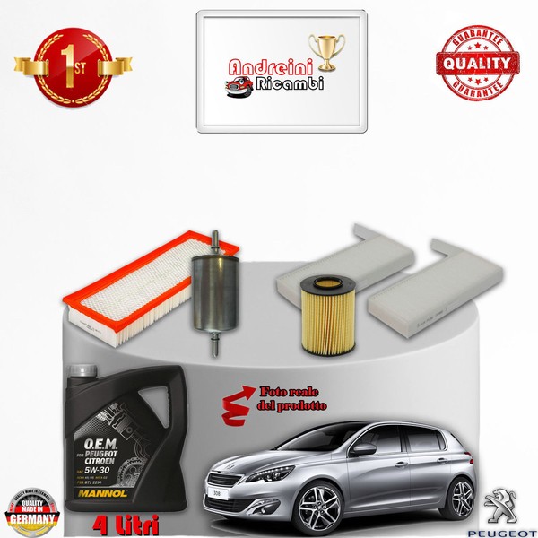 Inspektionskit Filter + ÖL Peugeot 308 II 1.6 THP 92KW 125CV Von 2015->-image