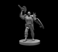 Half Orc Barbarian with Axe and Shield 28mm Scale DND D D Tabletop Miniature