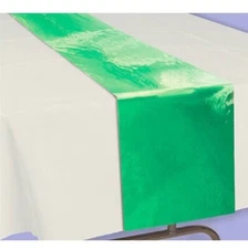 Green Metallic Table Runner 20-foot Roll 9.75" x 20' Plastic Tableware