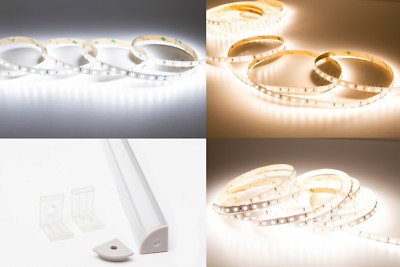 LEDUPDATES 12V CRI 95 2835 LED Strip Light + V Shape Aluminum Channel