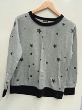 Splendid women's Long Sleeve Shirt Pullover Grey Star Print Size Small