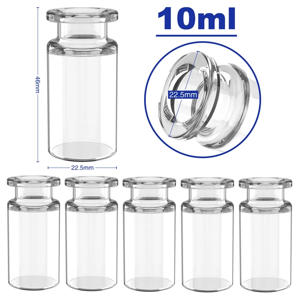 1000pcs 10ml Headspace Sample Vials 20mm Crimp Top Bevelled Edge Flat Bottom US - Image 3 of 4