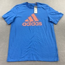 Adidas Shirt Mens Medium Blue Short Sleeve Logo Athletic Crew Neck Tee
