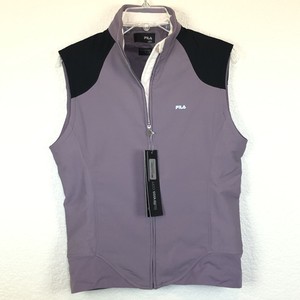purple sleeveless jacket