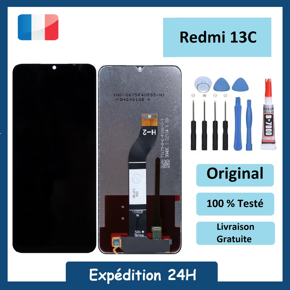 Écran LCD Complet Xiaomi Redmi 13C 4G/5G Original + Outils + Colle