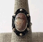 Vintage 925 Sterling Silver Agate Ring Size 8 Oval Stone 4.6g