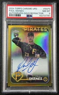 PAUL SKENES PSA 8 2024 TOPPS CHROME UPDATE ROOKIE AUTO GOLD REFRACTOR RC 9/50