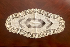 Vintage Lace Table Runner Dresser Scarf Doily Mat Geometric Wedding 14" X 28"