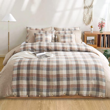 Stone Washed French Linen Duvet Cover Set Twin - Soft Khaki Bedding