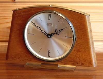 VINTAGE 23cm Schatz Kaminuhr - Retro German Wooden Desk Clock Mid Century