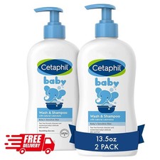 Cetaphil Baby Wash  Shampoo 13.5oz Pack of 2 Gentle Hypoallergenic Soap Free