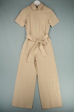 COS Jumpsuit Womens 32 Beige Overalls Front Zip One Piece Belt Chore Utility