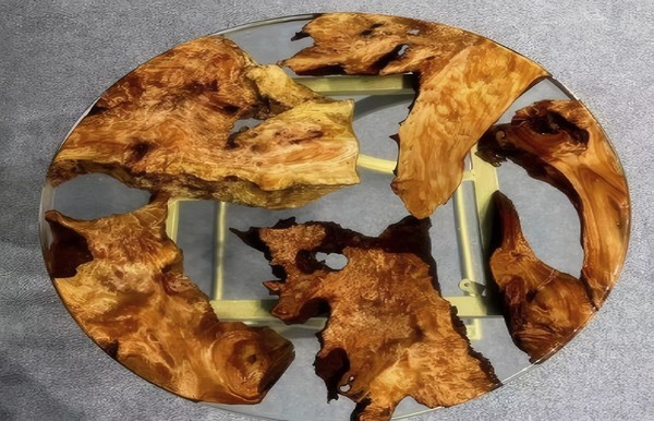Runder Epoxidharz Couchtisch Transparenter Wohnzimmer Tisch-image