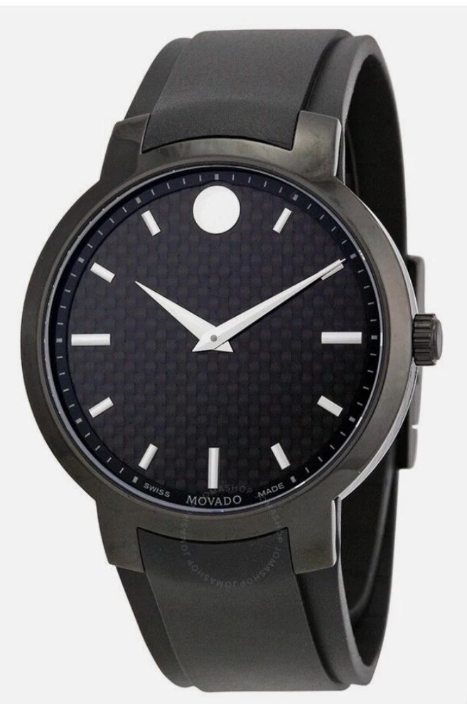 Movado Gravity 0606849 42mm Black Stainless Steel Case with Black Rubber...