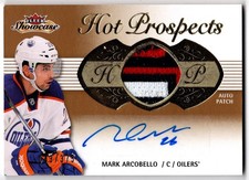 2013-14 Fleer Showcase Hot Prospects Auto Patch MARK ARCOBELLO 152 375 Oilers RC