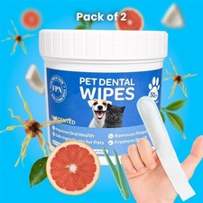 Pet Dental Finger Wipes for Dogs Cats Teeth Cleaning Finger Wipes Emboss 100CT