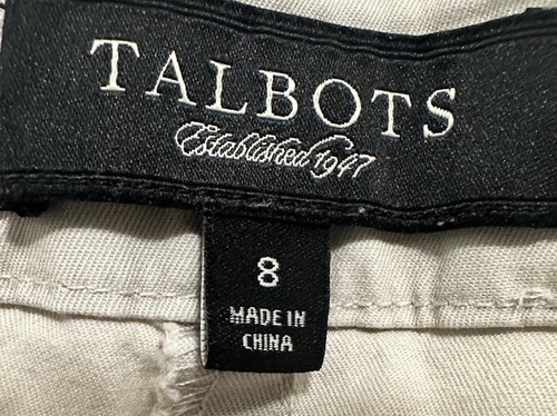 Talbots Stretch Chino Shorts beige Baumwollmischung Reißverschluss mit marineblauem Bootsrad Größe 8 - Bild 2 von 4