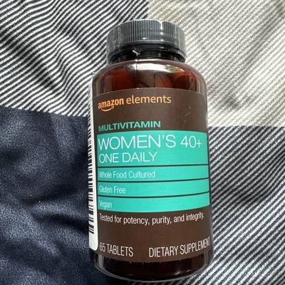 Amazon Elements Women's 40+ One Daily Multivitamin Vegan 65 Count  New Exp 08/26
