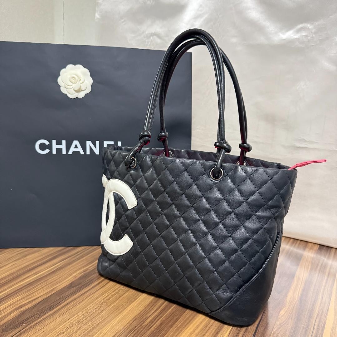 CHANEL Cambon Large Black Matelass Coco Tote Bag No 9 Excellent Condition