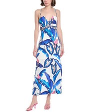 Farm Rio Blue Foliage Linen Maxi Dress Women's Xs