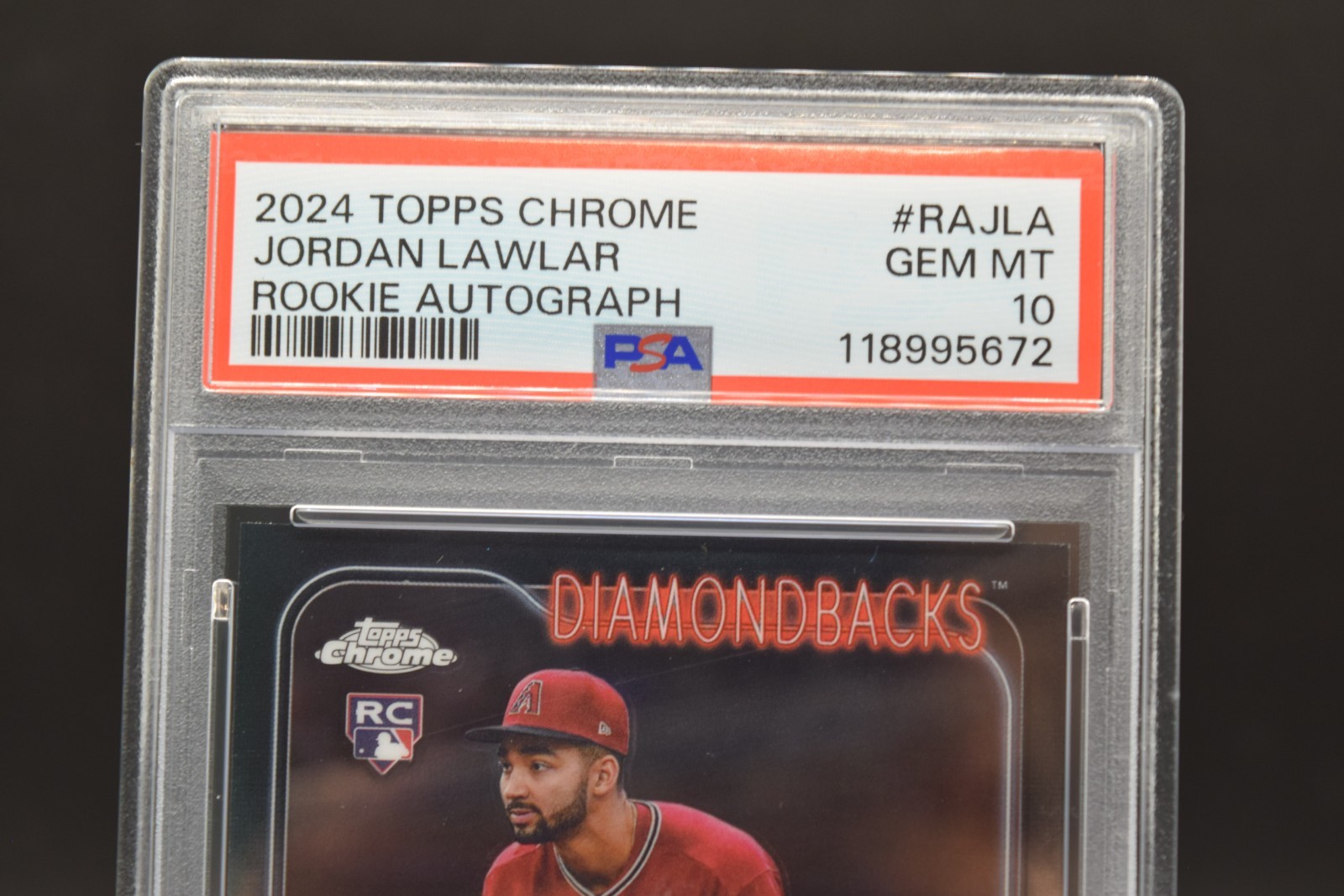 2024 Topps Chrome Jordan Lawlar #RA-JLA RC Rookie Auto PSA 10 view 2