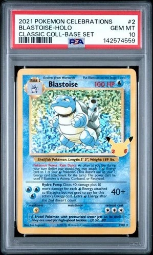 2021 Pokemon Celebrations Blastoise-Holo PSA 10 Gem Mint Classic Collection
