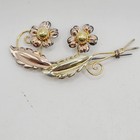 Vintage Van Dell 1/20 12KT Gold Filled Two-Tone Floral Brooch Pin Signed USA — photo 3