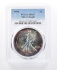1990 American Silver Eagle MS67 PCGS Rainbow Tone a8125 — photo 1