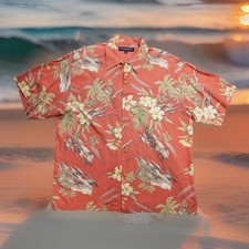 QUICKSILVER SILVER EDITION Hawaiian Shirt MADE IN USA Luau Surf Vintage Mens L