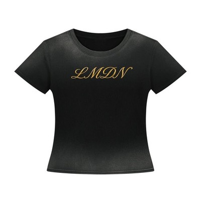 La mc de Neil Women s Black Crew Neck Short Sleeve Pullover T-Shirt Size L