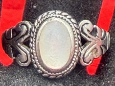 VINTAGE STERLING SILVER RING MOTHER OF PEARL STONE 925 NF THAILAND Size 8.5