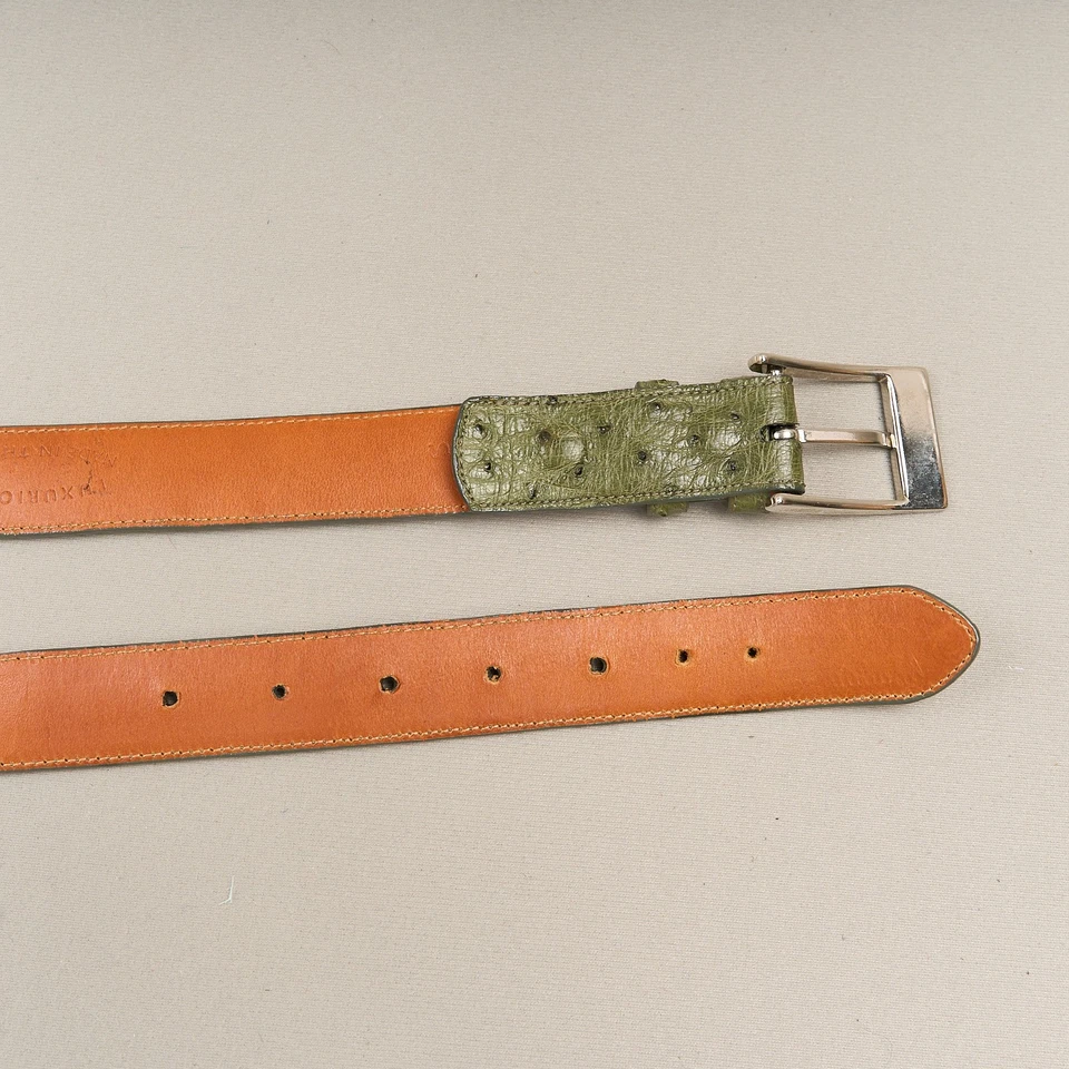 Зеленый страус текстурированный ремень женщин S / 29 ~ 1 «широкая серебряная пряжка - Изображение 3 из 4