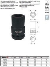 Yato Kraftschrauber-Einsatz Lang 27-36mm 1" Freie Auswahl