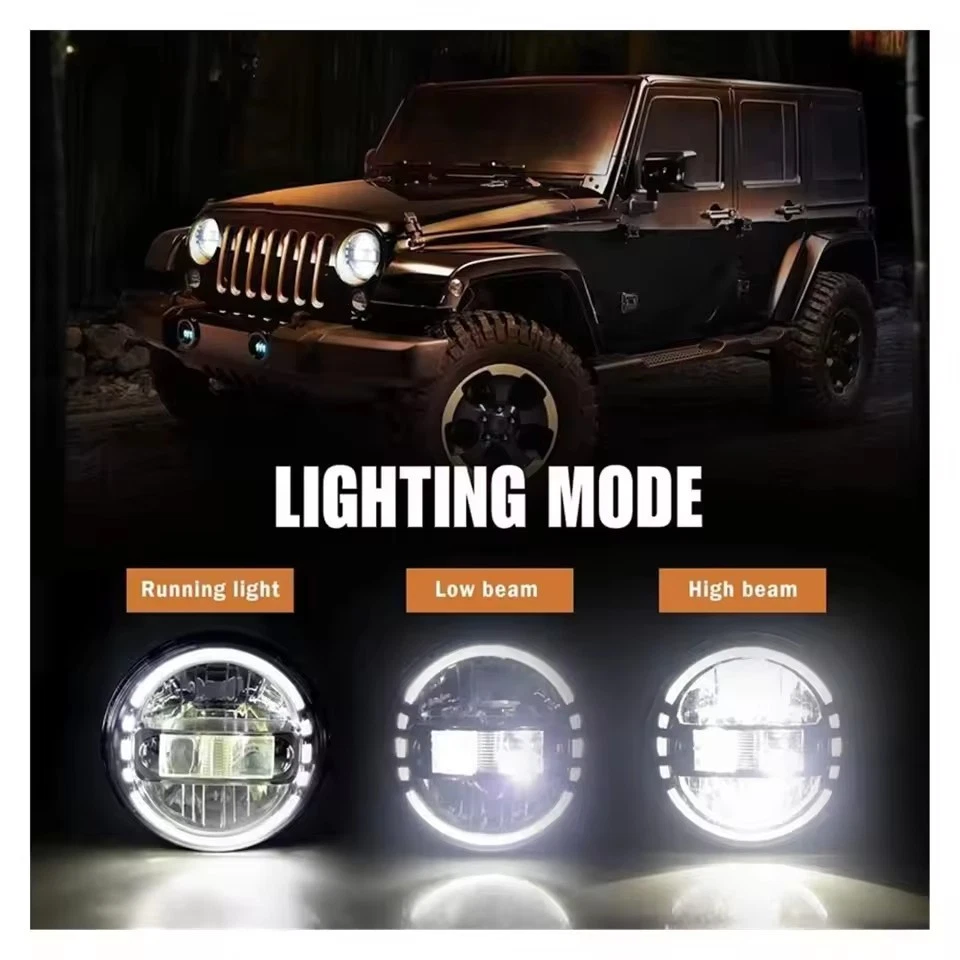 Schwarz E24 LED Scheinwerfer Plug&Play für VW Golf I II MK2 Jeep Wrangler JK - Bild 3 von 4