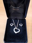 Sterling silver DIAMOND HEARTS Pendant & Earrings SET  Fully Hallmarked