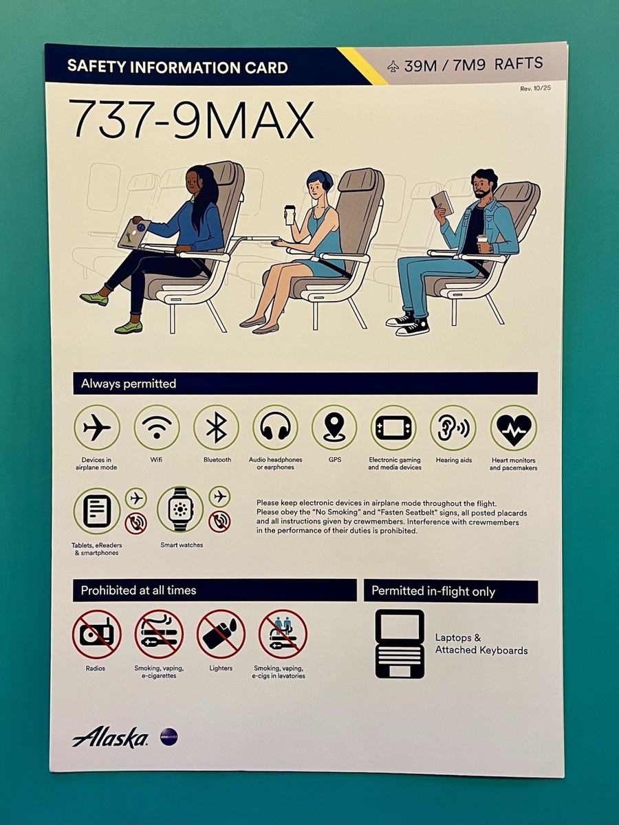 2025 ALASKA AIRLINES SAFETY CARD--737-MAX9 | eBay