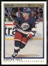 1990-91 O-Pee-Chee Premier #17 Danton Cole Winnipeg Jets Rookie Hockey Card