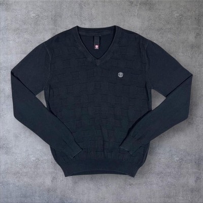 Element Skateboards Subtle Black Chest Mini Logo V-Neck Sweater Pullover Small