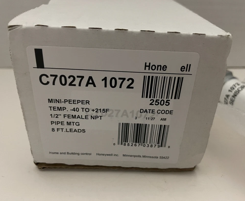 -Caja abierta- Honeywell C7027A 1072 Mini-Peeper Detector de llama ultravioleta Foto 2 de 4