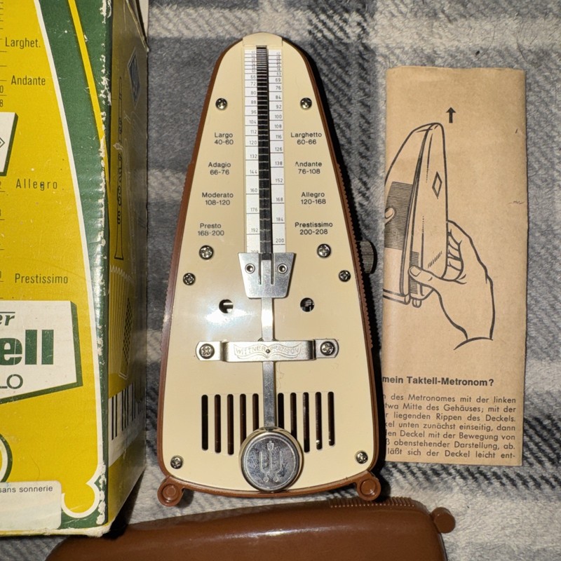 Wittner Taktell Piccolo Metronome Wind-Up Vintage Made In Germany With Box