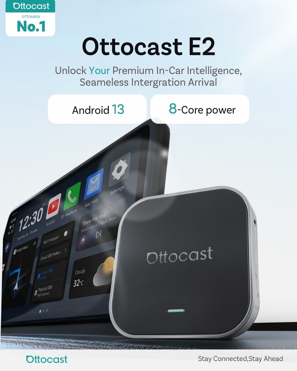 Ottocast E2 OttoAibox Car Streaming Box, Android 13 Smart Ai Box
