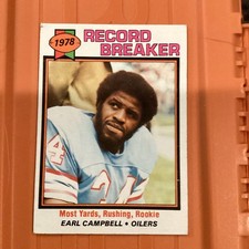 Topps 1979 Earl Campbell #331 Houston Oilers Rookie Record Breaker Football Card