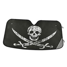Jolly Roger Pirate Skull Car Sun Shade Windshield Grunge Skeleton Sun Shield