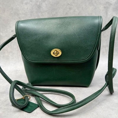 COACH Vintage Quincy Schultertasche grün Leder hergestellt in den USA...