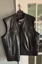 Wilsons Cycle Concealed Carry Black Heavy Leather Motorcycle Vest Men XXL MINT