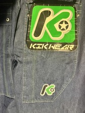 NEW Kik Wear Jeans 42  Blue/ Green Rave Phat Pants Y2K VTG RARE Plus Size