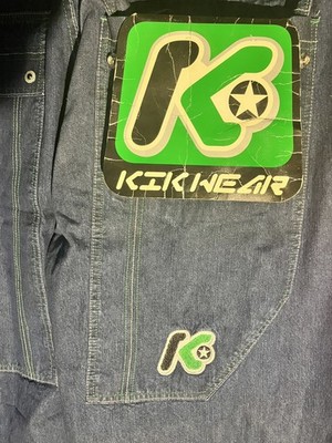 NEW Kik Wear Jeans 42  Blue/ Green Rave Phat Pants Y2K VTG (RARE) Plus Size